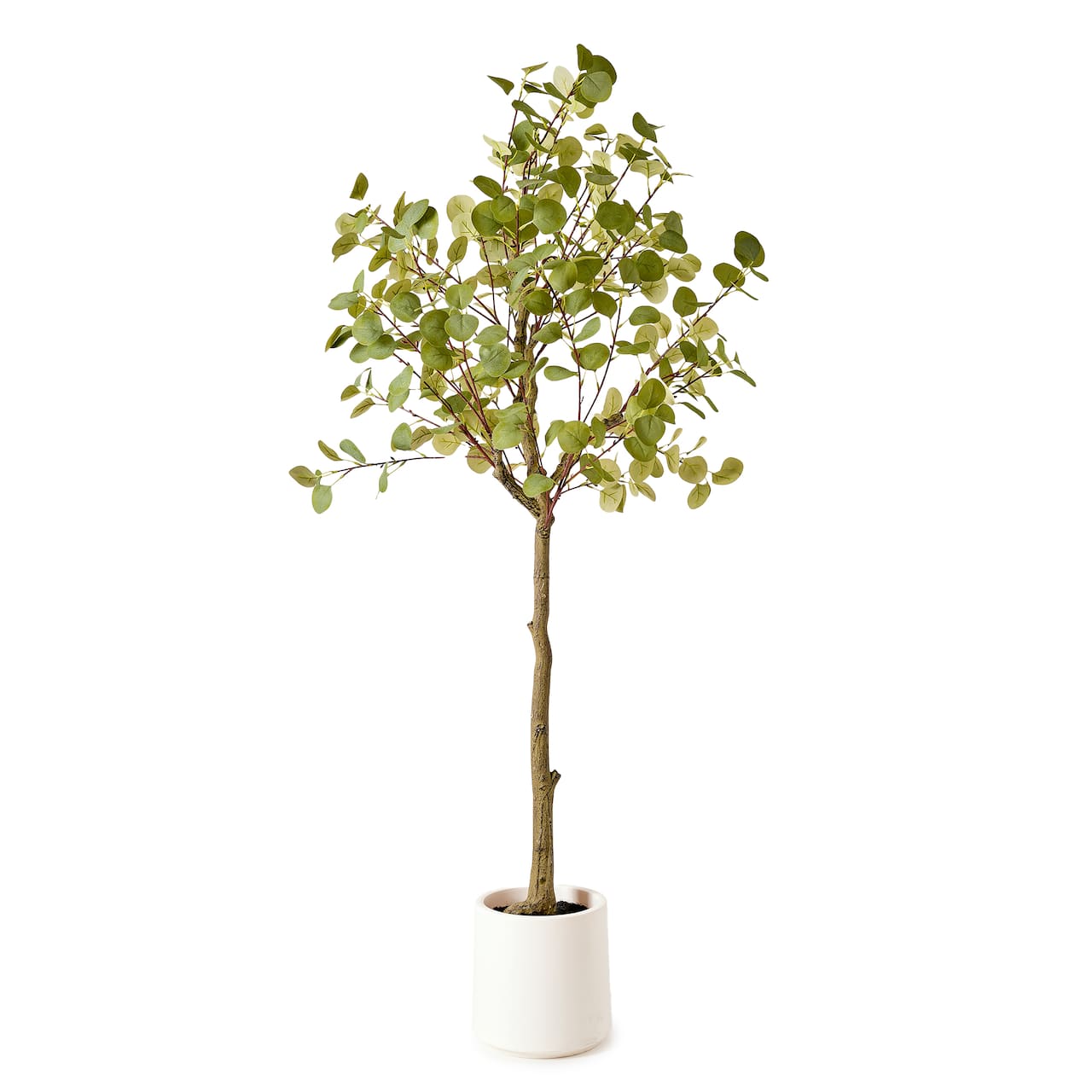 American Art Decor 5ft. Realistic Artificial Eucalyptus Tree Faux Plant in a White Pot